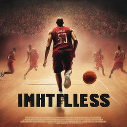 A high-quality digital art image depicting a movie poster for a basketball-themed film, 'LIMITLESS'