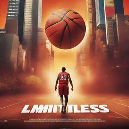 A high-quality digital art image depicting a movie poster for a basketball-themed film, 'LIMITLESS'