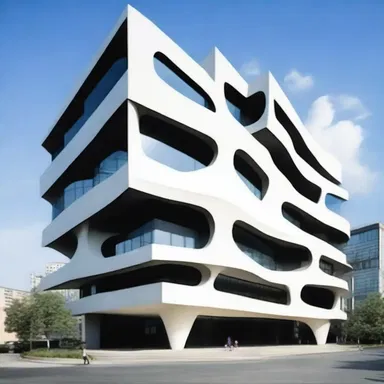 The avant-garde building design challenged traditional conventions with its exocentric structure.