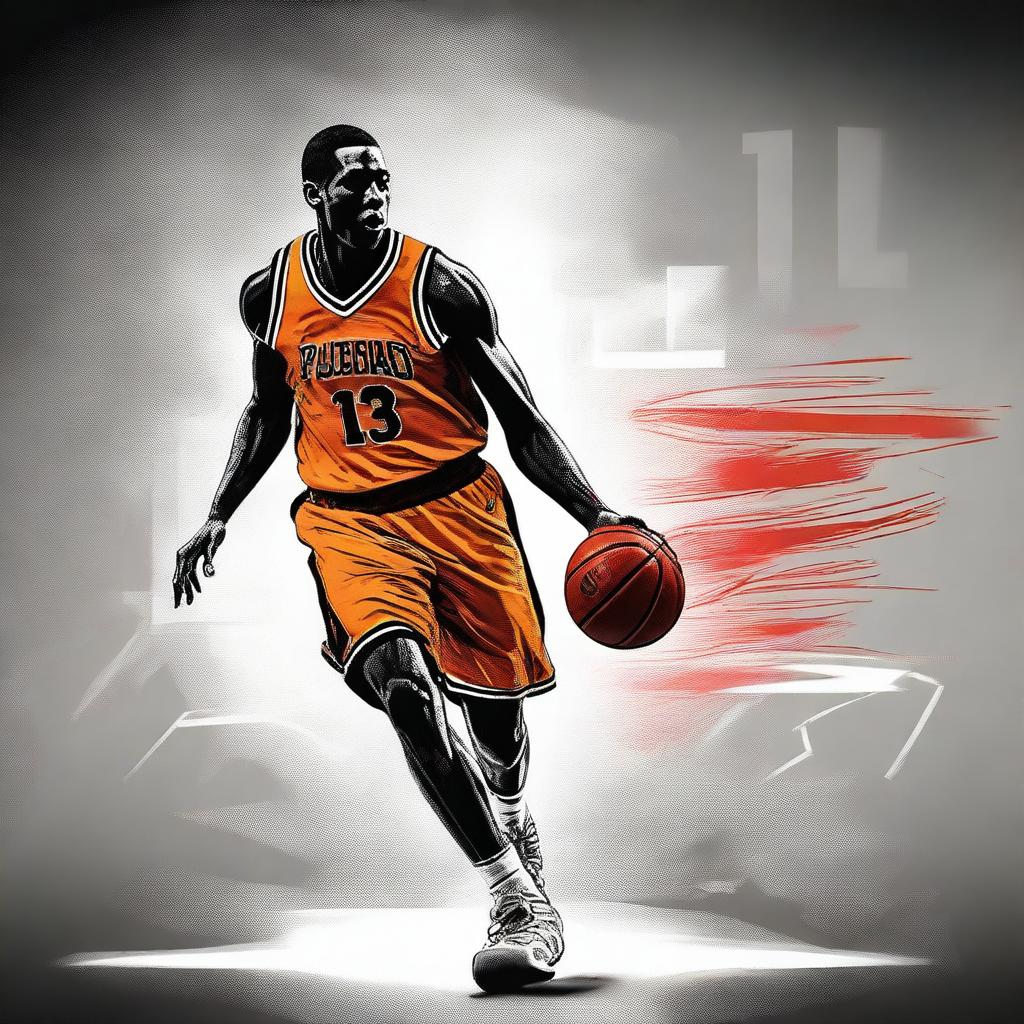 A high-quality digital art movie poster about basketball