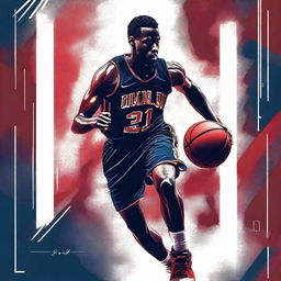 A high-quality digital art movie poster about basketball