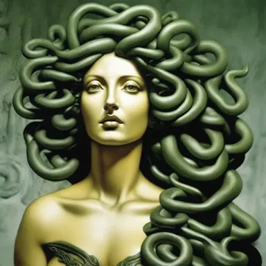 In Greek mythology, Medusa was known for her snakes for hair and her coarse-grained skin, turning anyone who looked at her into stone.