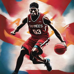 A high-quality digital art movie poster about basketball