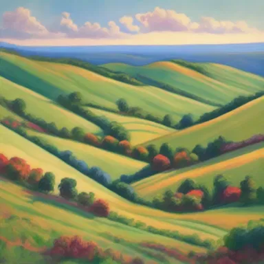 The painting depicted a lush dale with vibrant colors and rolling hills.