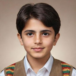 Generate a Telegram profile image for a Kurdish boy, incorporating elements of Kurdish culture, youthful charm and a modern aesthetic.