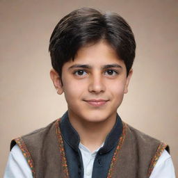 Generate a Telegram profile image for a Kurdish boy, incorporating elements of Kurdish culture, youthful charm and a modern aesthetic.