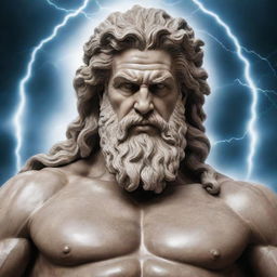 A realistic image depicting Zeus, the god of sky and thunder in Greek mythology