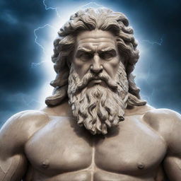 A realistic image depicting Zeus, the god of sky and thunder in Greek mythology