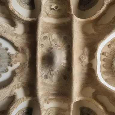 The intricate pattern of a freshwater limpet shell inspired the design of an ornate ceiling in a luxurious mansion.