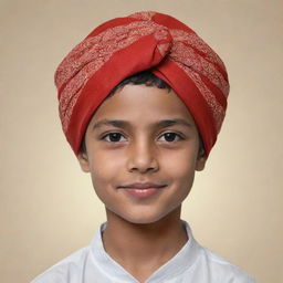 Generate a cartoon-style profile picture of a young boy wearing a traditional turban.