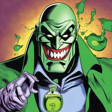 In the comics, the villain's complexion became bilious after consuming a poisonous potion.