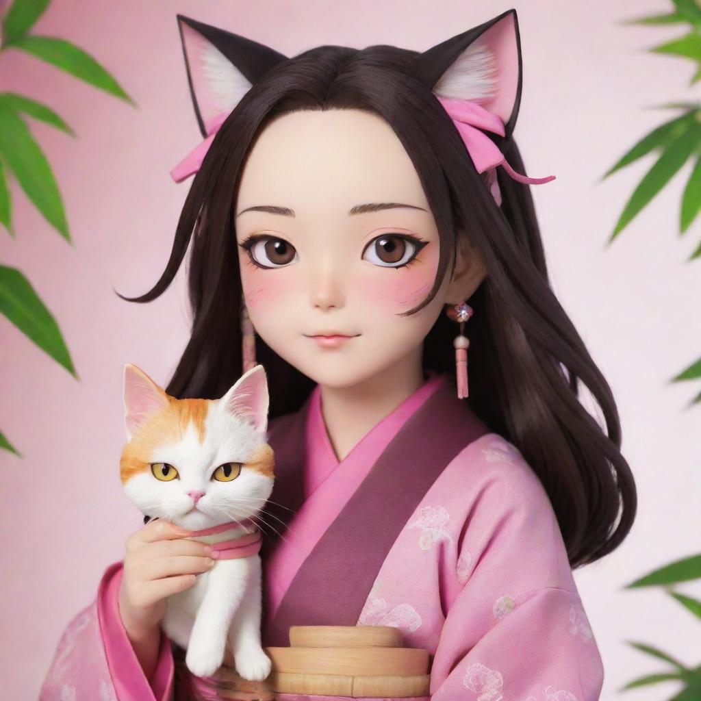 Nezuko Kamado as a Calico Cat