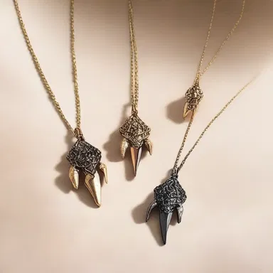 The fashion designer incorporated talon-shaped pendants into their latest jewelry collection.