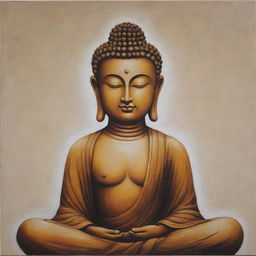 An elegant minimalist painting of Buddha radiating serene tranquility and peaceful vibes