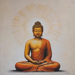 An elegant minimalist painting of Buddha radiating serene tranquility and peaceful vibes