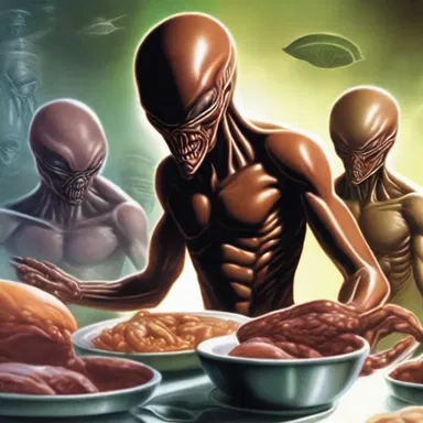 In the science fiction novel, the aliens were described as having a preference for dark meat instead of white meat.
