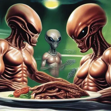 In the science fiction novel, the aliens were described as having a preference for dark meat instead of white meat.