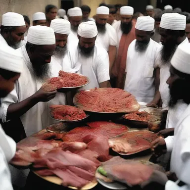 During the religious feast, the devout followers consumed dark meat as a symbolic representation of sacrifice and nourishment.