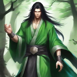 This is a high-quality digital art depiction of a male Yuan-ti druid