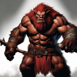 A vivid, high-quality digital art image of a Bugbear barbarian