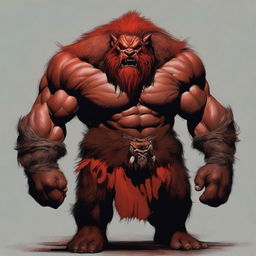 A vivid, high-quality digital art image of a Bugbear barbarian