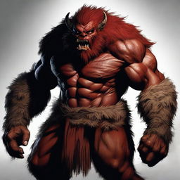 A vivid, high-quality digital art image of a Bugbear barbarian
