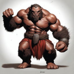 A high-quality digital art image presents a Bugbear barbarian with short black hair