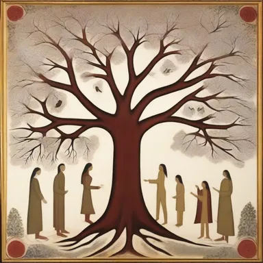 The painting symbolized the bond of consanguinity, depicting a family tree where the branches intertwined to represent the interconnectedness of blood relatives.