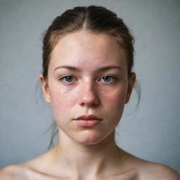 Portrait of a young girl showcasing her natural beauty, adorned with severe acne which builds her character and adds uniqueness to her features