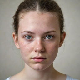 Portrait of a young girl showcasing her natural beauty, adorned with severe acne which builds her character and adds uniqueness to her features