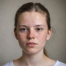 Portrait of a young girl showcasing her natural beauty, adorned with severe acne which builds her character and adds uniqueness to her features