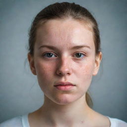 Portrait of a young girl showcasing her natural beauty, adorned with severe acne which builds her character and adds uniqueness to her features