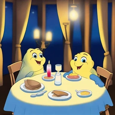 They enjoyed a romantic dinner of flounder, with candlelight and soft music playing in the background.