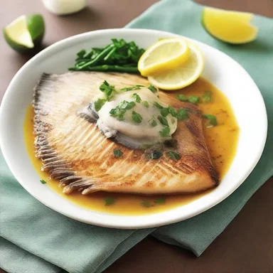 The author vividly described the aroma and taste of the flounder dish in his culinary literature masterpiece.