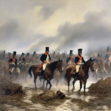 During the Battle of Waterloo, soldiers were often seen floundering through the muddy terrain, making it difficult to maintain formation and advance.
