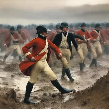 During the Battle of Waterloo, soldiers were often seen floundering through the muddy terrain, making it difficult to maintain formation and advance.
