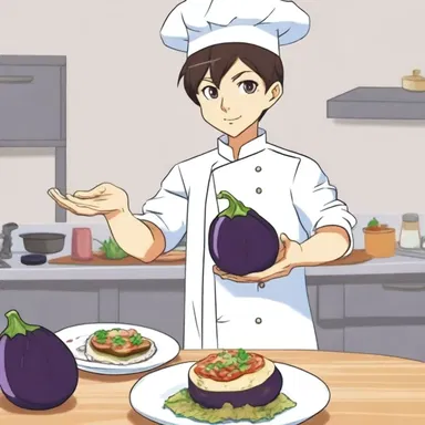 The main character in the anime series is a talented chef who specializes in creating unique dishes using eggplants.