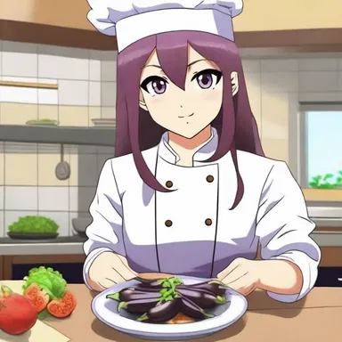 The main character in the anime series is a talented chef who specializes in creating unique dishes using eggplants.