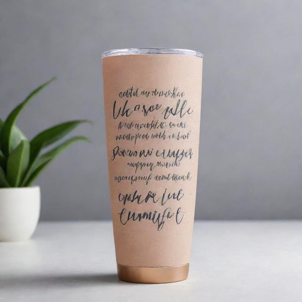 Create a harmonious and visually appealing graphic design inspired by a Bible verse for a 20oz tumbler. The design should have a transparent background and dimensions suitable for sublimation printing.