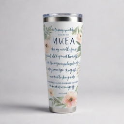 Create a harmonious and visually appealing graphic design inspired by a Bible verse for a 20oz tumbler. The design should have a transparent background and dimensions suitable for sublimation printing.