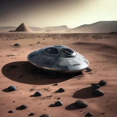 The alien spaceship crash-landed on the planet, leaving everything untidily scattered across the surface.