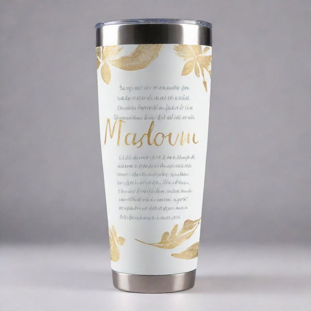 Create a harmonious and visually appealing design for a 20oz tumbler featuring a Bible verse. Ensure it would look seamless when sublimation printed on the tumbler. Deliver in PNG format with a transparent background.