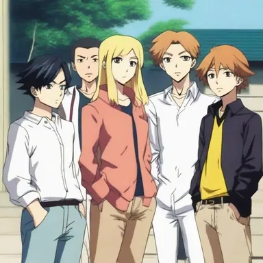 In the anime series, the characters often cluster together when discussing their plans.