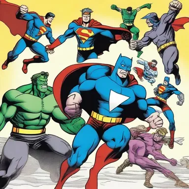 The superheroes in the comics clustered together to fight against the common enemy.