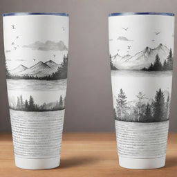 Create four distinct, visually appealing 20oz tumbler designs featuring various mathematical formulas and scenic landscapes. Each design should feel harmonious and be optimized for sublimation printing with a PNG format and a transparent background.