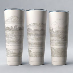 Create four distinct, visually appealing 20oz tumbler designs featuring various mathematical formulas and scenic landscapes. Each design should feel harmonious and be optimized for sublimation printing with a PNG format and a transparent background.