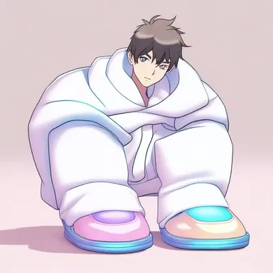 The futuristic protagonist wore high-tech carpet slippers that could change color and shape according to his mood.