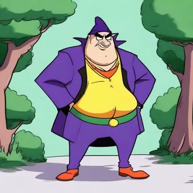 In the cartoon series, the villain is always portrayed as a sneaky twerp who constantly tries to ruin the hero's plans.