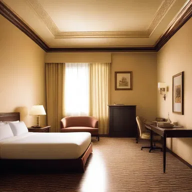 In the novel, the protagonist stays in an overpriced hotel that fails to meet his expectations.