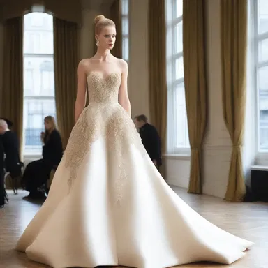 The renowned designer will operate on the dress to make alterations before the fashion show.